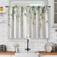 thumbnail image 1 of Watercolor Eucalyptus Leaves Kitchen Curtains: Farm Floral Botanical Short Cafe Curtains Decor for Dining Room Tier Curtains for Bathroom Rod Pocket Window Drapes 24 Inch Length 2 Panels Set, 1 of 5