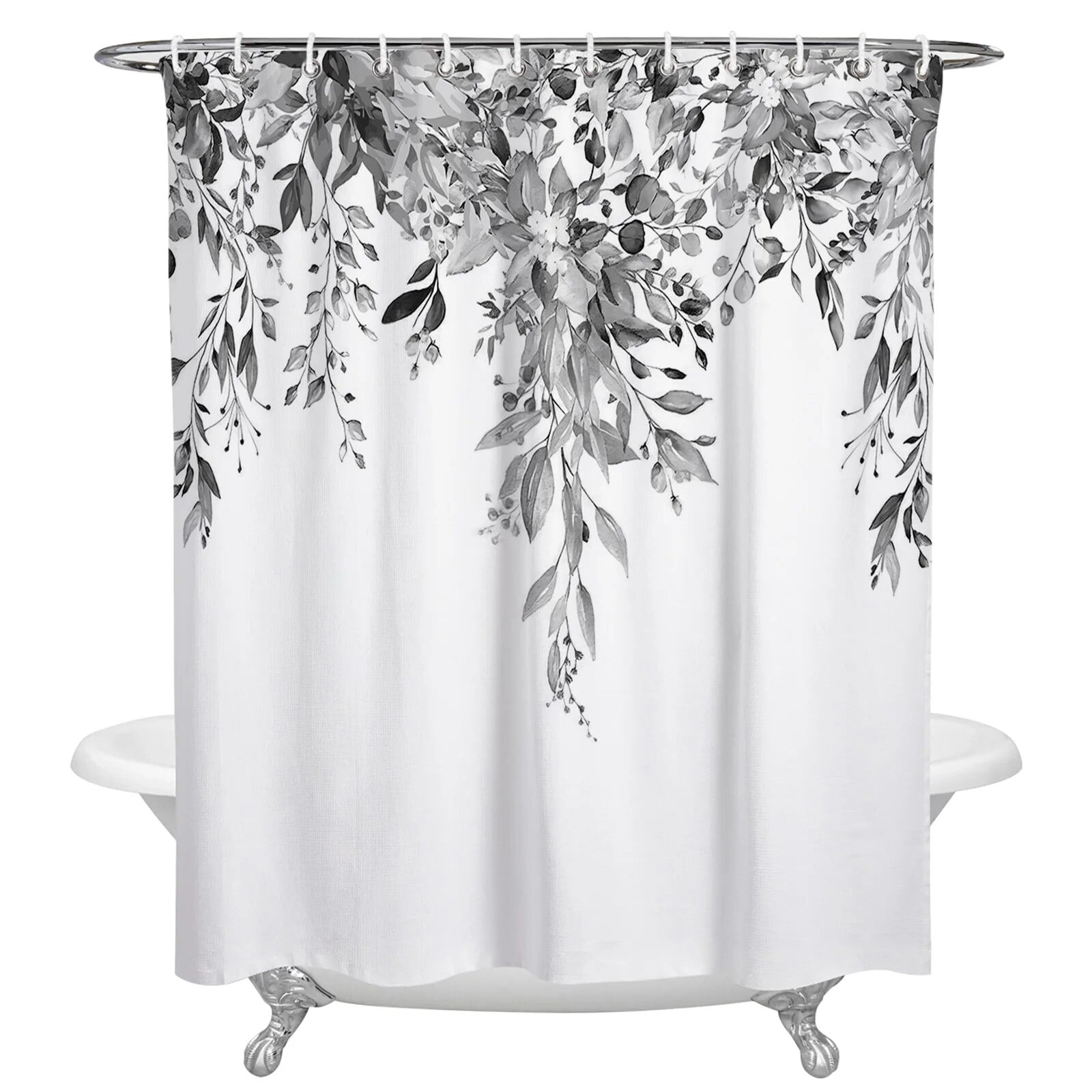 Watercolor Eucalyptus Leaves Plant Waterproof Shower Curtain Bathroom