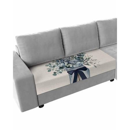 Watercolor Eucalyptus Leaves Sofa Couch Cushion Covers Washable, Removable Stretchable Sectional Couch Covers, Summer Flowers Vintage Slipcovers for L & T Shape Sofa Furniture Protector M Size 1 pc price history and forecast - Yatrohikum Sofa Couch Covers