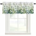 thumbnail image 1 of Watercolor Eucalyptus Leaves Window Valance Curtain Ombre Green Rod Pocket Short Curtain for Living Room, Bedroom & Kitchen Window Decor 60x18in, 1 of 8
