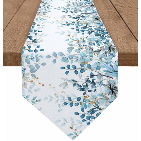 Watercolor Eucalyptus Triangle Table Runners Dresser Scarves Table Decoration for Wedding Party/Graduation Ceremony/Banquet Blue Leaves Botanical Plant
