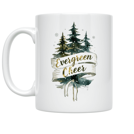 Watercolor Evergreen Trees - Holiday Decor Enthusiast - 11 oz Ceramic Coffee Mug