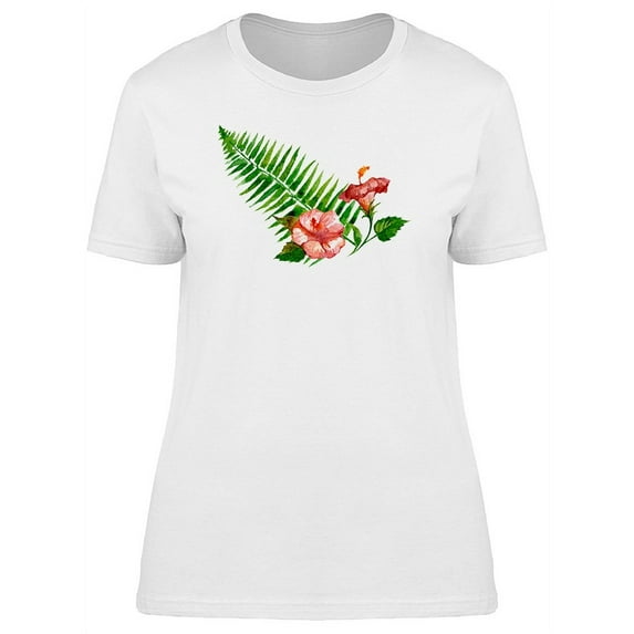 Watercolor Exotic Hibiscus T-Shirt Women -Image by Shutterstock, Female Large
