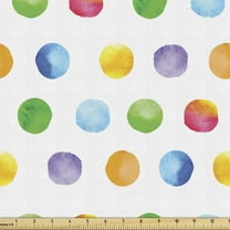 Ambesonne Watercolor Fabric by the Yard Upholstery, Abstract Polka Dots, 10 Yards, Multicolor