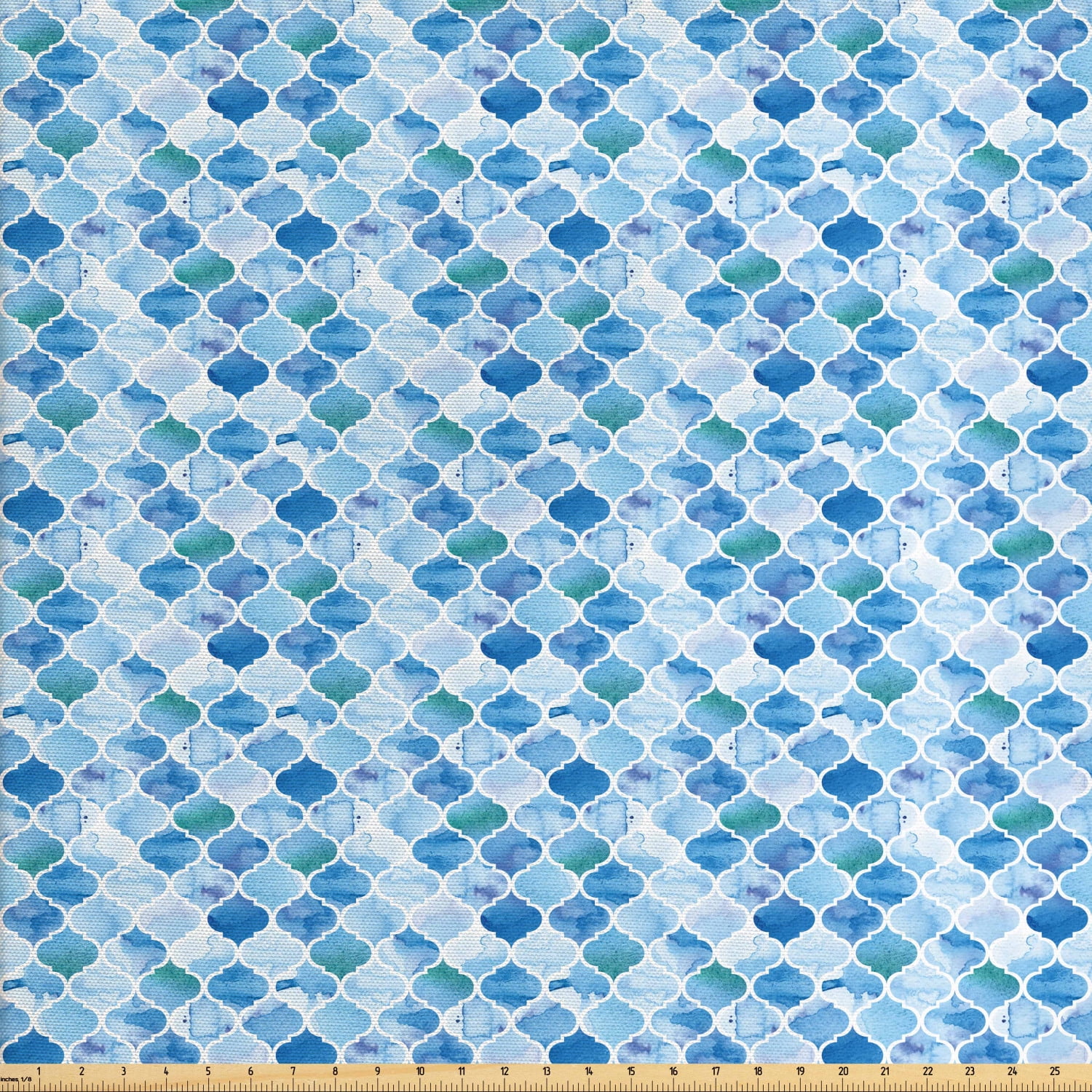 Watercolor Fabric by the Yard, Abstract Moroccan Trellis Geometric ...