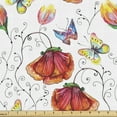 thumbnail image 1 of Ambesonne Watercolor Fabric by the Yard Upholstery, Natural Scene Butterfly, 3 Yards, Multicolor, 1 of 4