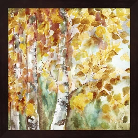 Watercolor Fall Aspens Square by Tre Sorelle Studios, Framed Wall Art, 13.25W x 13.25H