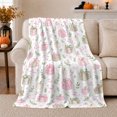 thumbnail image 1 of Watercolor Fall Boxes Pumpkins Pattern Cute Pink Bows, Cozy Playful Scene, Warm Flannel Blanket for Sunroom and Reading Nook, Garden Lovers Thanksgiving Gift, Playful Home Decor, 1 of 7
