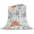 thumbnail image 1 of Watercolor Fall Harvest Farm Pumpkins Throw Blankets, Grey Vintage Wood Soft Fleece Blanket Decorative for Home Sofa Couch Chair Living Bedroom,40x50 inches, Thanksgiving, 1 of 6