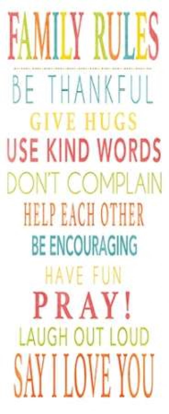 Watercolor Family Rules Canvas Art - Alli Rogosich (10 x 20)