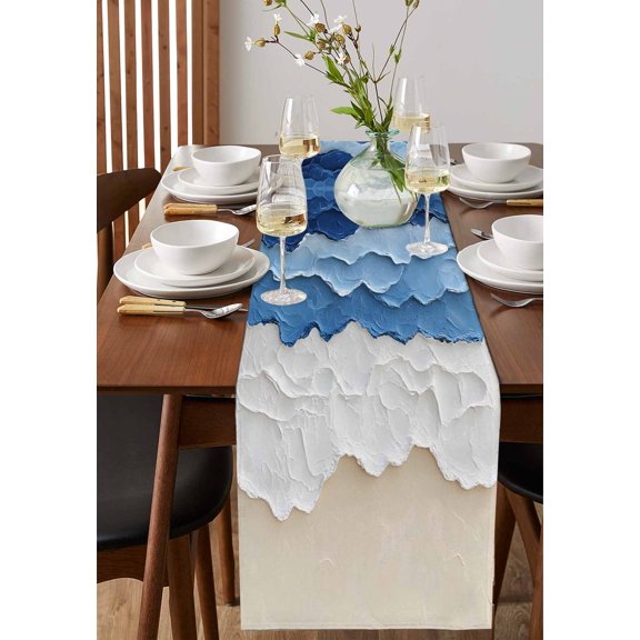 Watercolor Farm Daisy Flower Bee Table Runner 13x72in Non-Slip Cotton Linen Table Runners, Rustic Floral on Gray Board Dresser Scarves TableRunner for Dinner Kitchen Dining Wedding Party