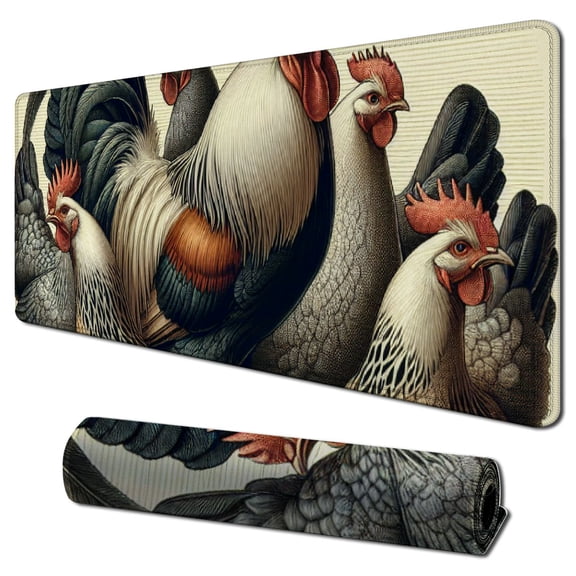 Watercolor Farm Hen Rooster Gaming Mouse Pad Big Extended Keyboard Mat Long Desk Pad Large Mouse Mat