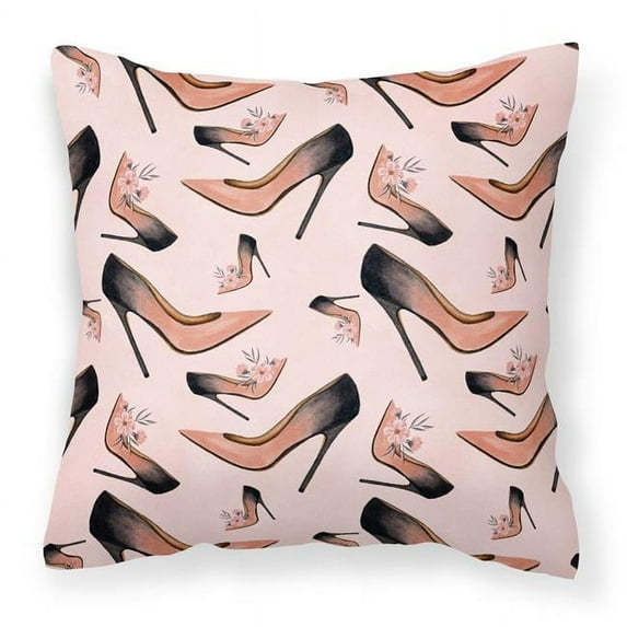 Watercolor Fashion Diva Shoes Fabric Decorative Pillow - 18 x 18 in.