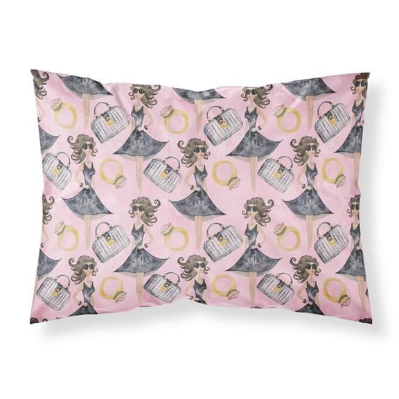 Watercolor Fashion Diva on Pink Fabric Standard Pillowcase