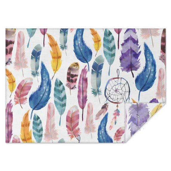 Watercolor Feather and Dreamcatcher Pattern Rectangle Tablecloth 60"x84",Waterproof Polyester Rectangle Table Cloth, Wipeable Spillproof Polyester Tablecloth for Dining, Camping, Indoor and Outdoor