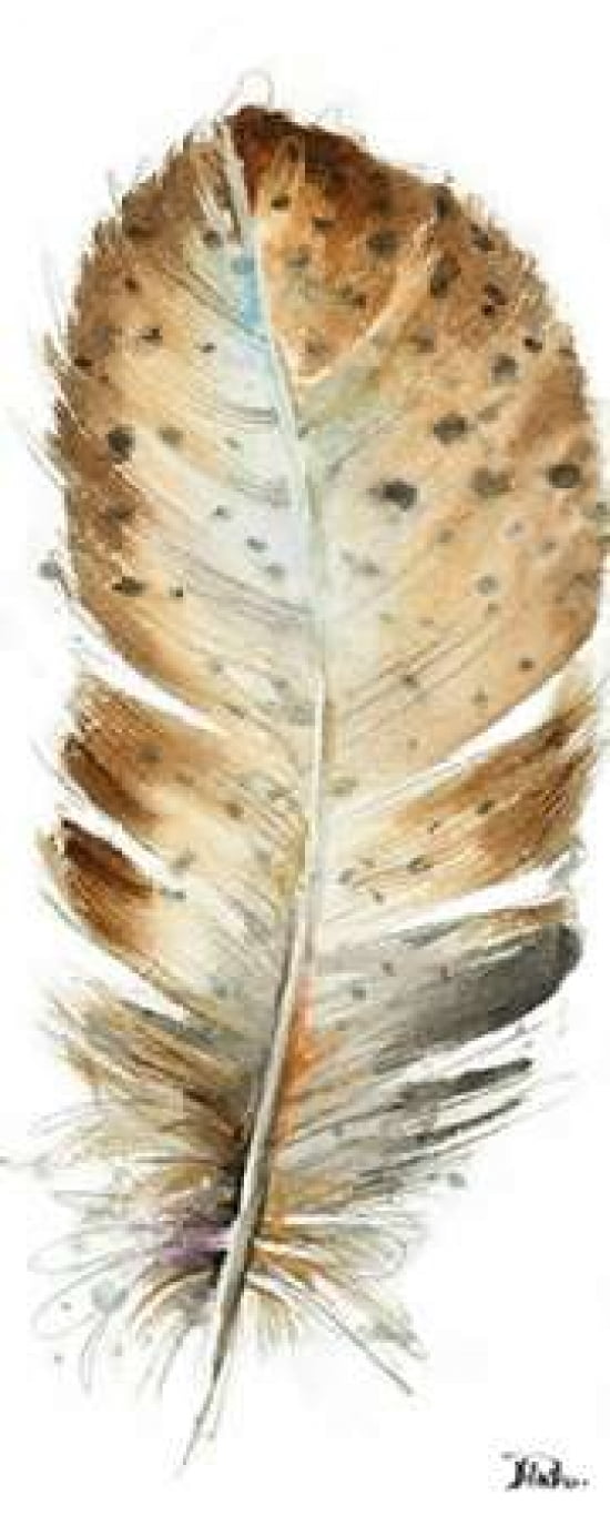 Watercolor Feather White III Canvas Art - Patricia Pinto (24X48)