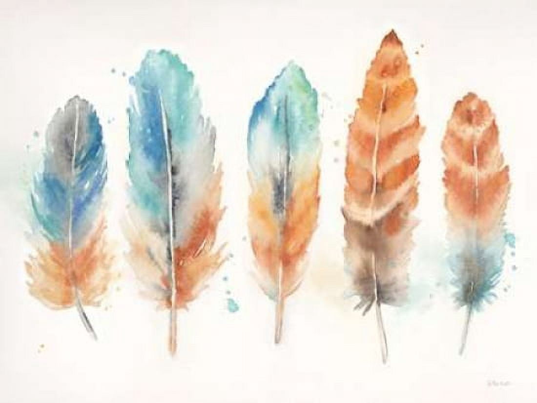 Watercolor Feathers Landscape Canvas Art - Cynthia Coulter (22 x 28)