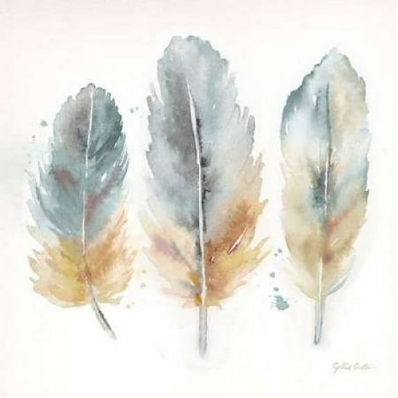 Watercolor Feathers Neutral I Poster Print by Cynthia Coulter