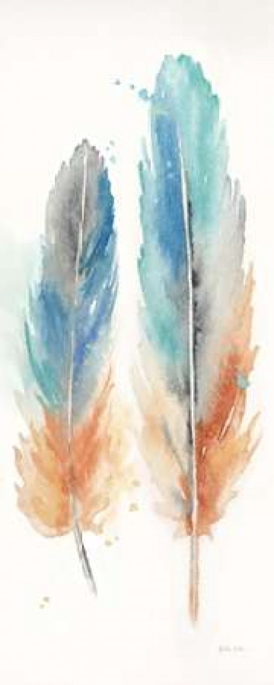 Watercolor Feathers Panel I Canvas Art - Cynthia Coulter (24 x 48)