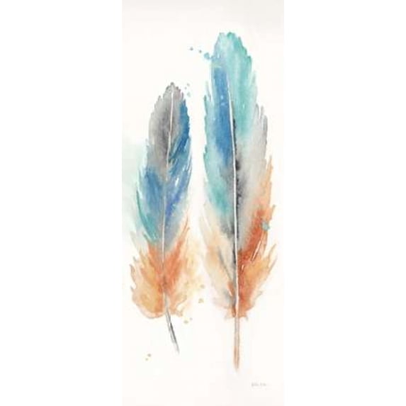 Watercolor Feathers Panel I Poster Print by Cynthia Coulter (10 x 20)