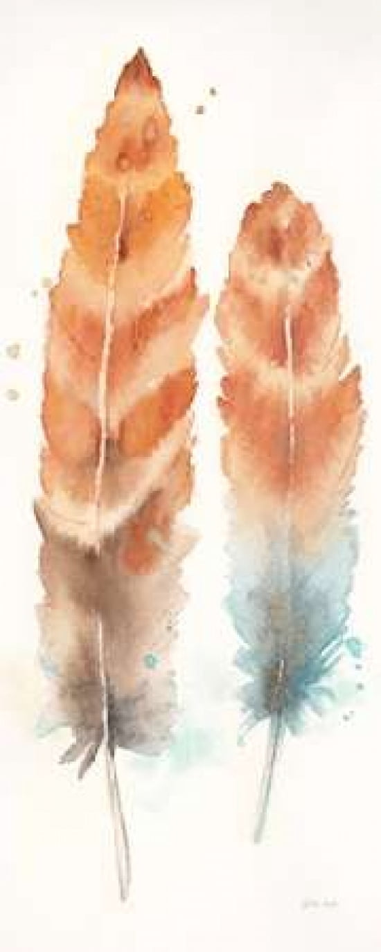 Watercolor Feathers Panel II Canvas Art - Cynthia Coulter (24 x 48)