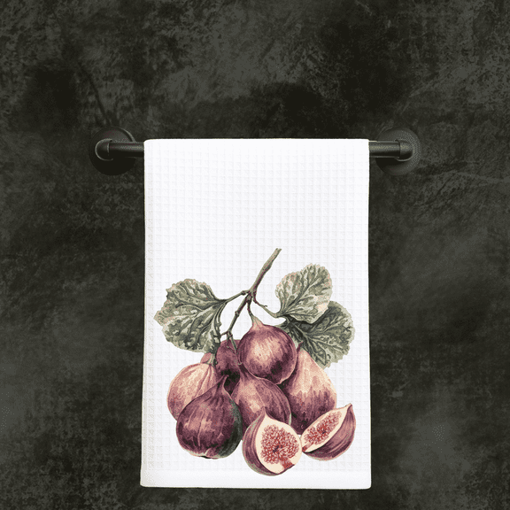 Watercolor Figs Waffle Weave Kitchen Hand Towel 16x24 Farmhouse Decor Gift
