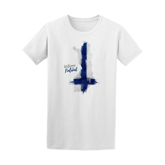 Watercolor Finland Map Flag T-Shirt Men -Image by Shutterstock, Male Small