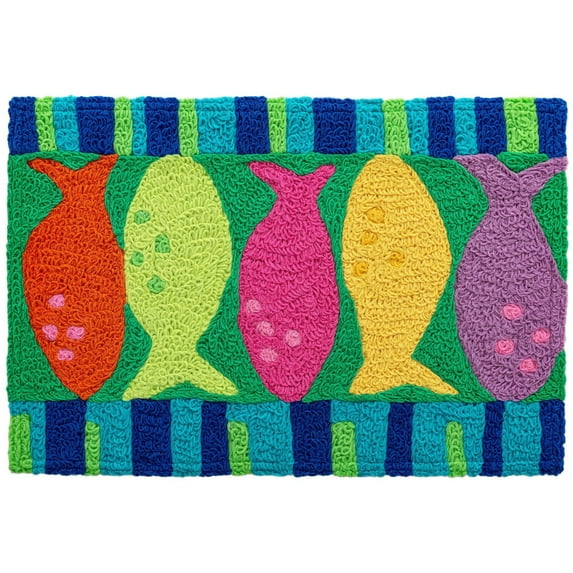 Watercolor Fish Splash of Colors 30 X 20 Inch Area Accent Washable Rug