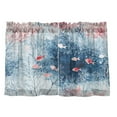 thumbnail image 1 of Watercolor Fish Pattern 27"x24" Linen Look Cafe Curtain Set with Privacy and UV Protection, 1 of 8
