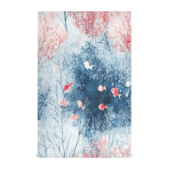Watercolor Fish Pattern Decorative Waffle Towel Kitchen Dishcloth 28x18in Multi-Use Tea Towel