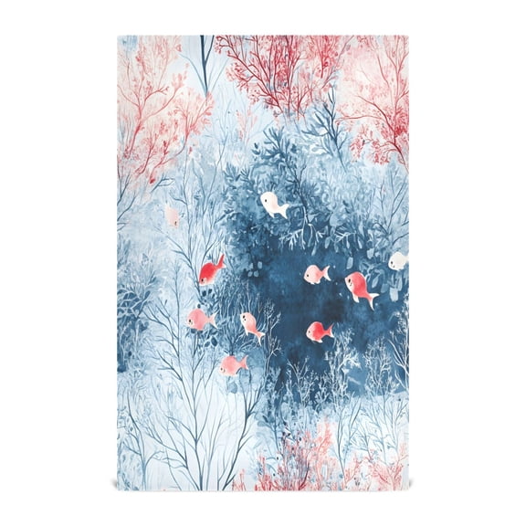 Watercolor Fish Pattern Kitchen Towels Dishcloth Decorative Waffle Towels Multi Use Tea Towel Dish Cloths 28x18in