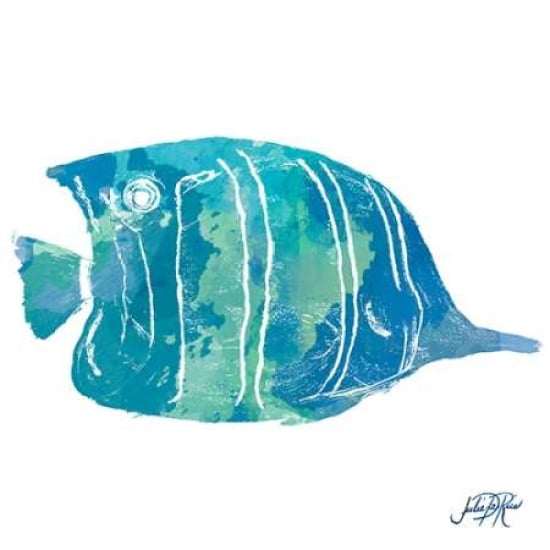 Watercolor Fish in Teal III Canvas Art - Julie DeRice (24 x 24)