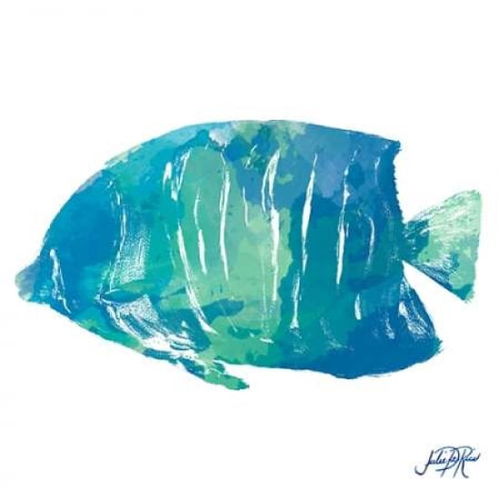 Watercolor Fish in Teal IV Canvas Art - Julie DeRice (24 x 24)