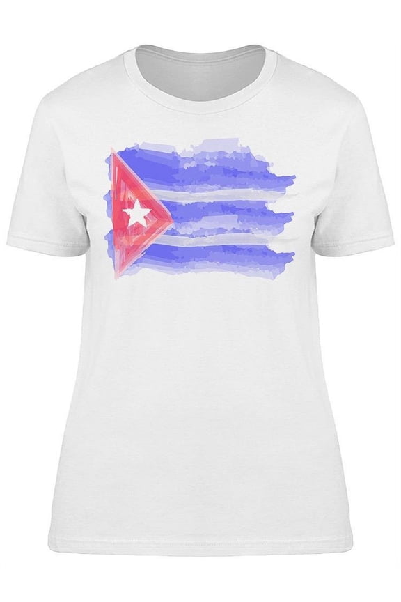 Watercolor Flag Of Cuba T-Shirt Women -Image by Shutterstock, Female Large