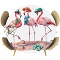 thumbnail image 1 of Watercolor Flaming Birds Fitted Round Tablecloths Elastic Edged Table Covers 36"-44",Waterproof Table Cloth for Kitchen Holiday Party Tables Decor, 1 of 9