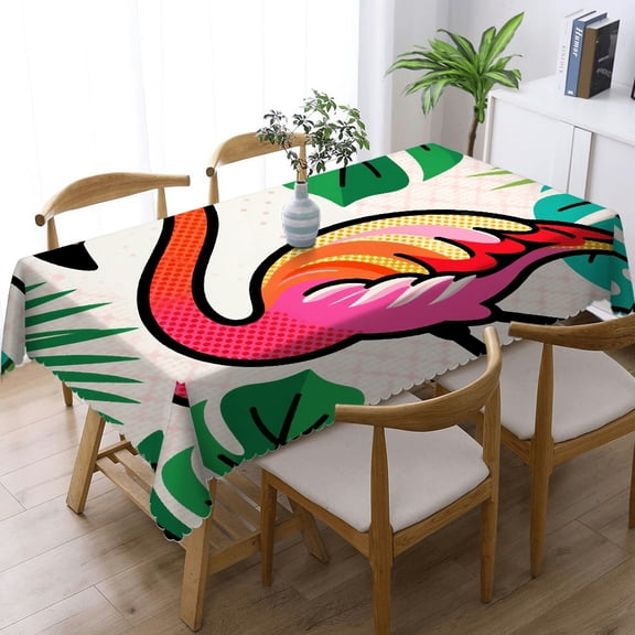 Watercolor Flamingo Rectangular Tablecloth, Holiday Party Tablecloth - Holiday-Themed Design Tablecloths for dining table, Cafe, dinner, picnic