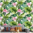 thumbnail image 1 of Watercolor Flamingo Tropical Peel and Stick Wallpaper Removable Green/Pink Vinyl Self Adhesive Shelf Liner 17.7in x 9.8ft, 1 of 8