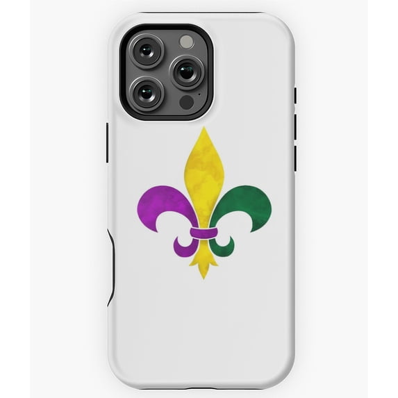 Watercolor Fleur de Lis Mardi Gras Phone Case for iPhone 16 15 14 13 12 11 Pro Max