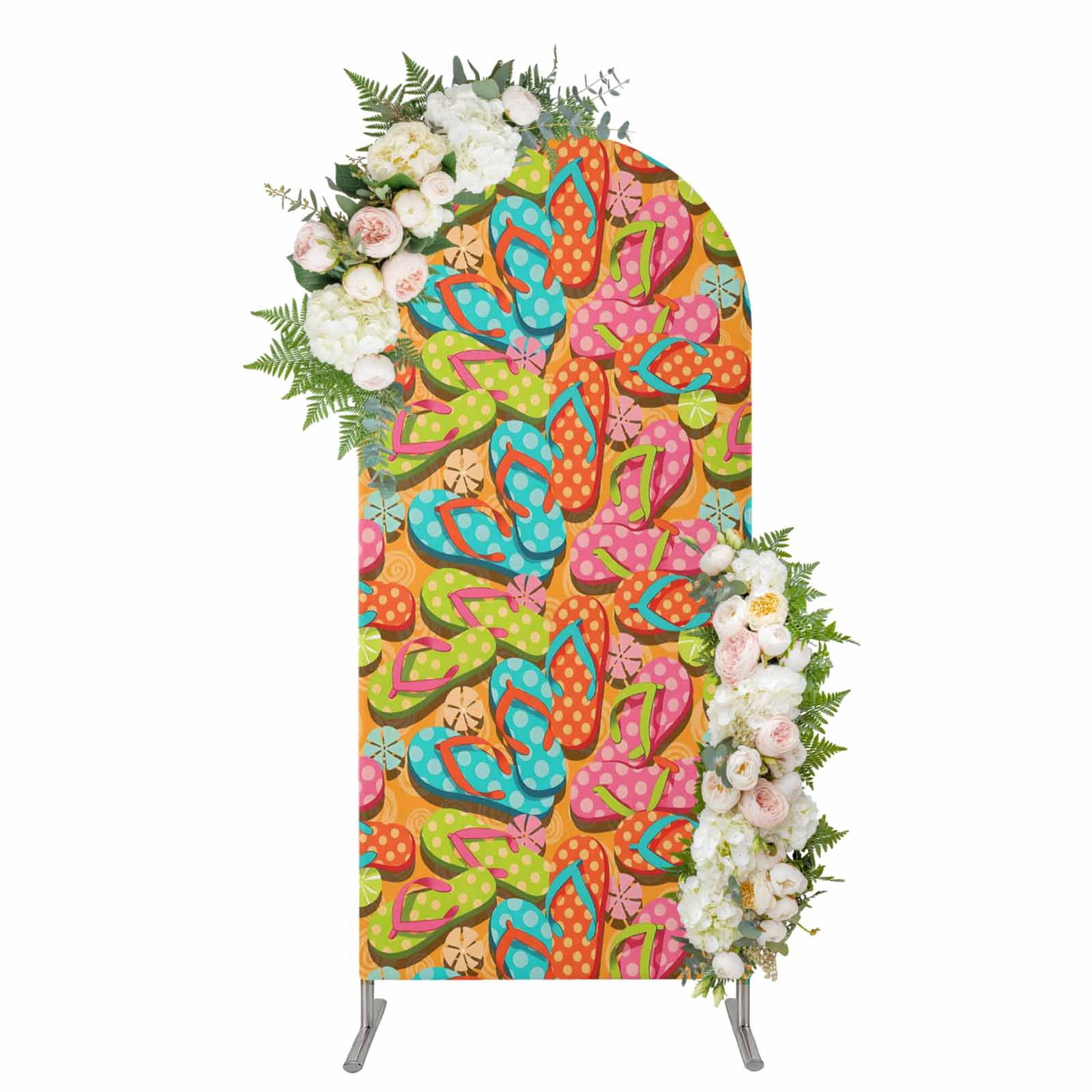 Watercolor Flip Flop Arch Backdrop Cover 4FT, Summer Coastal Beach ...