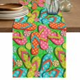 thumbnail image 1 of Watercolor Flip Flop Table Runner 90 Inches, Ocean Beach Slippers Summer Bed Runner Dresser Scarves Tabletop for Indoor Outdoor Parties/Ceremony/Banquet, 13" x 90", 1 of 9