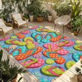 thumbnail image 1 of Watercolor Flip Flops Outdoor Rug for Patio/Deck/Porch, Non-Slip Large Area Rug 6 x 9 Ft, Summer Ocean Beach Slippers Blue Indoor Outdoor Rugs Washable Area Rugs, Reversible Camping Rug Carpet Runner, 1 of 8