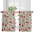 thumbnail image 1 of Watercolor Floral 2 Panel Kitchen Curtains for Windows, Spring Red Poppy Flower Botanical Beige Bathroom Privacy Curtain, Home Décor Window Treatment for Bedroom/Living Room 55"x45", 1 of 8