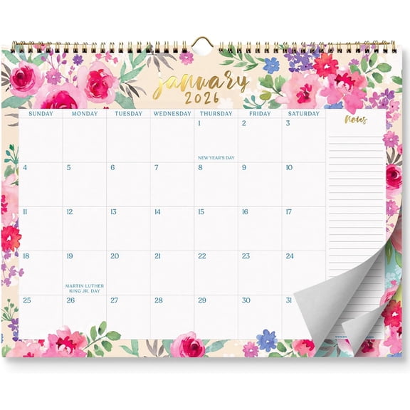 SO Watercolor Floral 2026 Wall Calendar - -Off Monthly Calendar through December 2026-18 Month Academic Wall Planner - Organizer to Track for Anniversaries Appointments - 13.5"x10.5"in