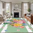 thumbnail image 1 of Watercolor Floral 6'x9' Area Rug for Living Room, Spring Flowers Butterflies Leaves Green Non-Slip Floor Mat Rugs for Bedroom Dining Room, Indoor Large Carpet for Classroom, Nursery Rugs for Playroom, 1 of 9