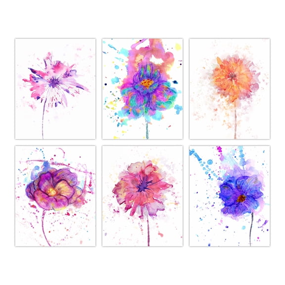 Watercolor Floral Abstract Wall Art Prints Modern Flower Botanical Canvas Prints Unframed Colorful Floral Prints Wall Art DecorDIY