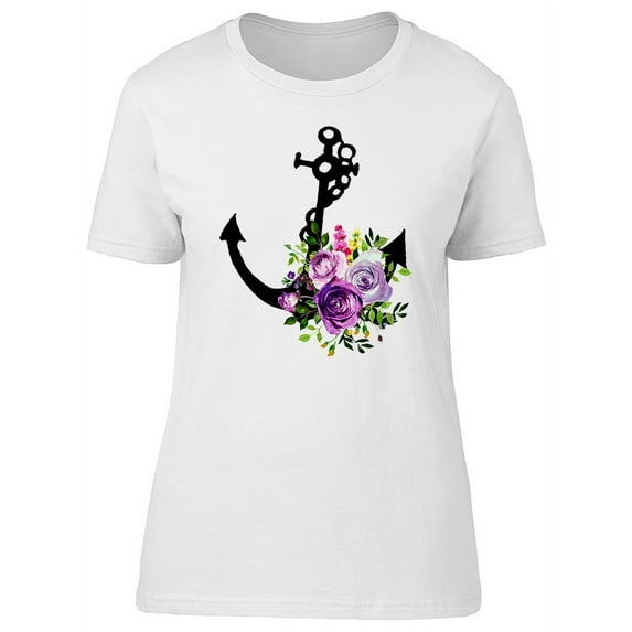 Watercolor Floral Anchor T-Shirt Women -Image by Shutterstock, Female Large
