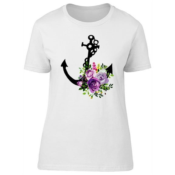 Watercolor Floral Anchor T-Shirt Women -Image by Shutterstock, Female Medium