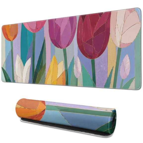 Watercolor Floral Art Print Large Mouse Pad, Keyboard & Mouse Desk Mat for Home Office, Laptop Work, Gaming & Desktop Decor, 31.5 x 11.8 in