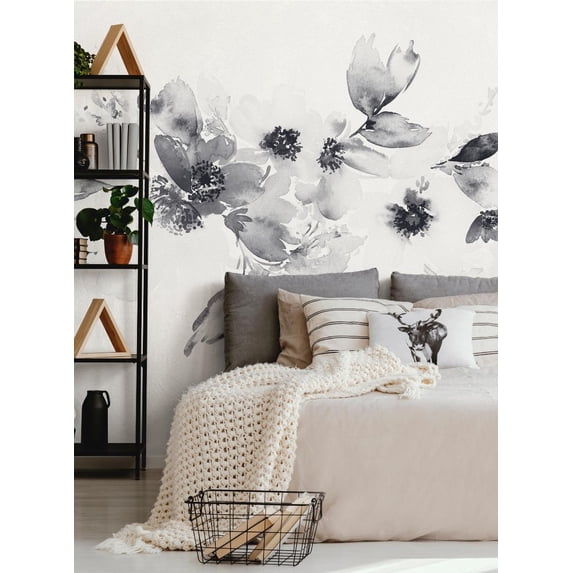 Watercolor Floral Band Mural Wall Art Peel and Stick Wallpaper