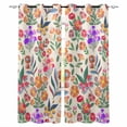 thumbnail image 1 of Watercolor Floral Blackout Curtains 84 Inches Long, Retro Botanical Flowers Leaves Spring Beige Thermal Insulated Black Out Curtains, Darken Window Curtain for Bedroom Living Room 52"x84" 2 Panels, 1 of 9